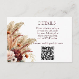 Uppgifter om Boho Terracotta Fall Blommigts Pampas Tilläggskort