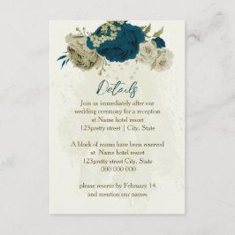 Uppgifter om botaniska bröllop i tealblåbeige tilläggskort