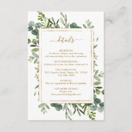 Uppgifter om Botaniskt Guld Greenery Bröllop Tilläggskort
