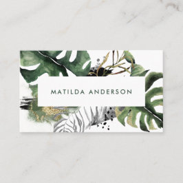 Uppgifter om botaniskt löv och guld visitkort