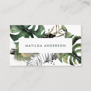 Uppgifter om botaniskt löv och guld visitkort