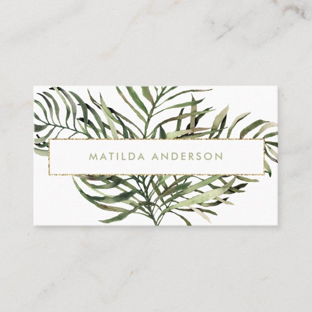 Uppgifter om botaniskt löv och guld visitkort (Framsida)