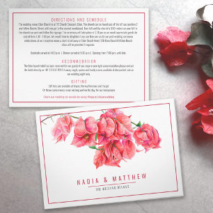 Uppgifter om Bougainvillea red vattencolor bröllop Tilläggskort