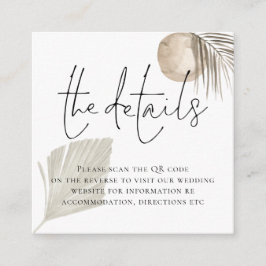 Uppgifter om Bröllop i Boho Pampas Grass QR-kod Tilläggskort