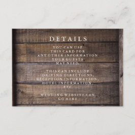 Uppgifter om Bröllop i Rustic Wooden Pallet Tilläggskort