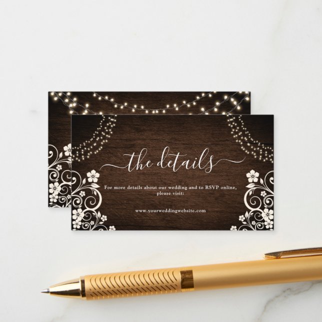 Uppgifter om budgeterade Ljus Wood Bröllop Tilläggskort (Fram/Back In Situ)