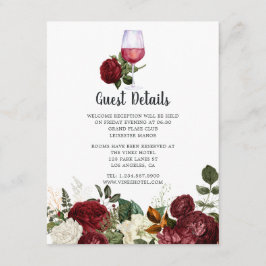 Uppgifter om Burgundy Blommigt Vin Tasting Bröllop Tilläggskort