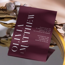 Uppgifter om Burgundy enkel minimalist bröllop + Q Inbjudningar