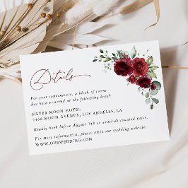 Uppgifter om Burgundy Flowers, Red Flowers, Bröllo Tilläggskort