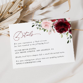 Uppgifter om Burgundy Flowers, Rosa Flowers, Bröll Tilläggskort