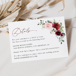 Uppgifter om Burgundy Flowers, Rosa Flowers, Bröll Tilläggskort