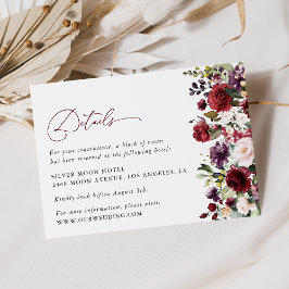 Uppgifter om Burgundy Flowers, Rosa Flowers, Bröll Tilläggskort