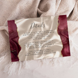 Uppgifter om Burgundy Guld Agate Ivory Silke Bröll Tilläggskort