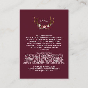 Uppgifter om Burgundy Marsala Blommigt Antlers Brö Tilläggskort