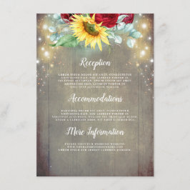 Uppgifter om Burgundy Röd ros och Solrossen Bröllo Tilläggskort