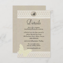 Uppgifter om Burlap och Snöre Monogram Bröllop Tilläggskort
