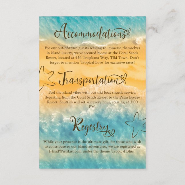 Uppgifter om Chicen Golden Sand Turcos Bröllop Tilläggskort (Baksida)