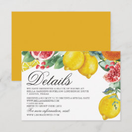 Uppgifter om Citrus Botanical Bröllop Inbjudningar