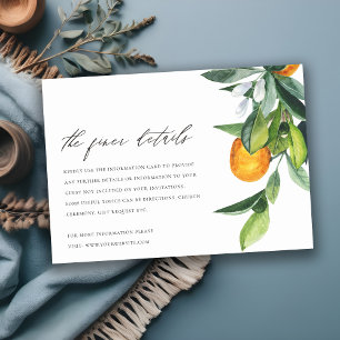 Uppgifter om Citrus Orange Botanical Boho Bröllop Tilläggskort