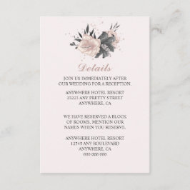 Uppgifter om dammiga rosa grått-blommor, knoppar o tilläggskort