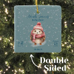 Uppgifter om de mottagande Winter Hedgehog Baby-fö Julgransprydnad Keramik<br><div class="desc">Fånga kärnan i din lilla ankomst med vår Winter Hedgehog Baby Birth Stats Ceramic Ornament. Den här prydnadsfärgen ger en mysigt hatt och halsduk och ger en hjärtskärande beröring till din helgdag. Den här charmeringskonstruktionen är perfekt för vintersäsongen. Anpassa det med din baby namn, födelsedatum, vikt, längd, födelseort och exakt...</div>