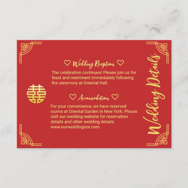 Uppgifter om den kinesiska golden ram-cirkeln bröl tilläggskort (Framsida)