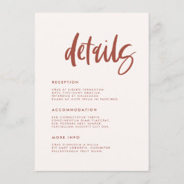 Uppgifter om den moderna eleganten snö rosa bröllo tilläggskort