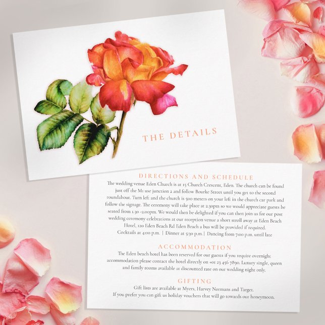 Uppgifter om den röda orangen i Tea ro bröllop Tilläggskort (Skapare uppladdad)