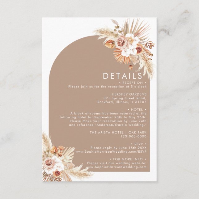 Uppgifter om Desert Torkad Flower Arch Pampas Terr Tilläggskort (Framsida)