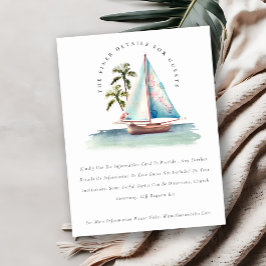 Uppgifter om Dusky Teal Sailboat Handflatan Sjölan Tilläggskort