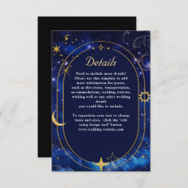 Uppgifter om elegant Blue celestial bröllop Tilläggskort