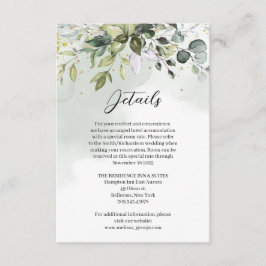 Uppgifter om elegant botaniska grönten eucalyptus tilläggskort