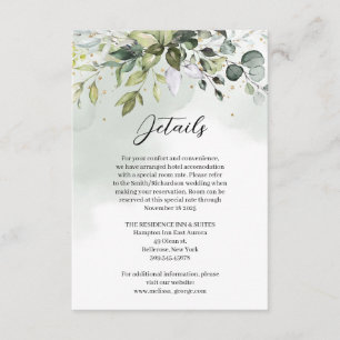 Uppgifter om elegant botaniska grönten eucalyptus tilläggskort