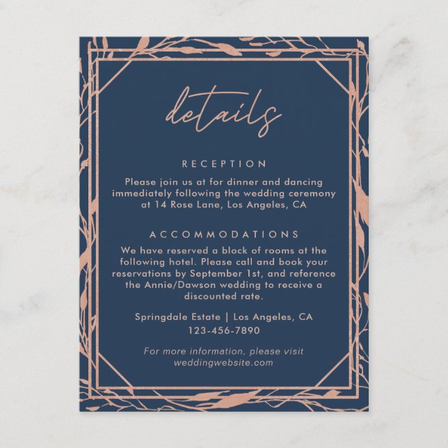 Uppgifter om elegant flottan och Ro Guld Botaniska Tilläggskort (Framsida)