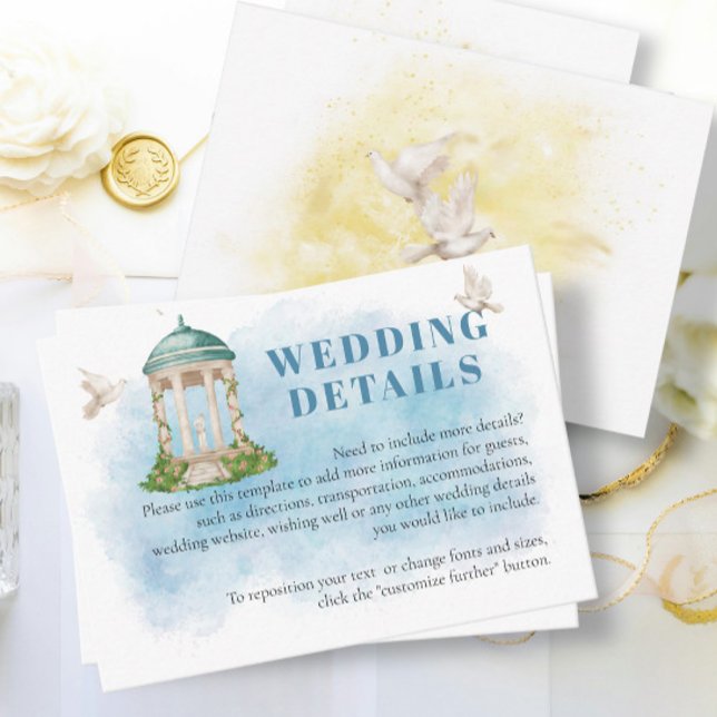 Uppgifter om elegant Gazebo-blommor Doves Bröllop Tilläggskort (Skapare uppladdad)