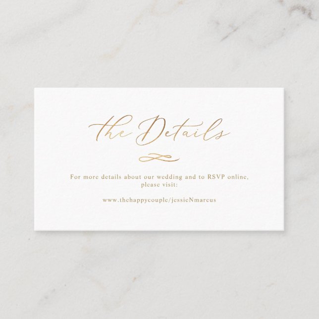 Uppgifter om elegant Luxe Calligraphy Faux Guld Br Visitkort (Framsida)