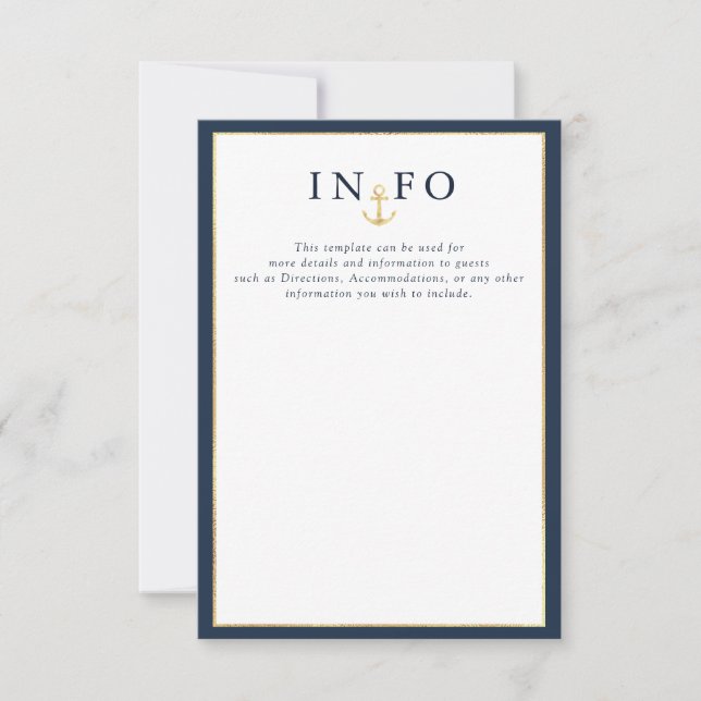 Uppgifter om elegant, marinblått bröllop OSA kort (Framsida)