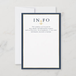 Uppgifter om elegant, marinblått bröllop OSA kort