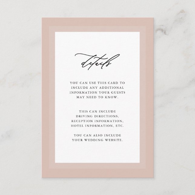 Uppgifter om elegant Natural Bröllop Guest Guest Tilläggskort (Framsida)