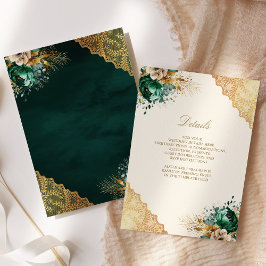 Uppgifter om Emerald Blommigt Guld Snöre Muslim Br Tilläggskort