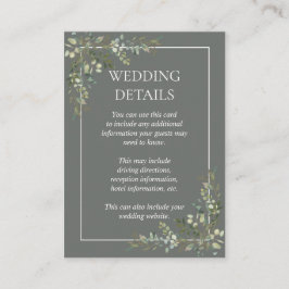 Uppgifter om Eucalyptus botaniska Grönten Bröllop  Tilläggskort