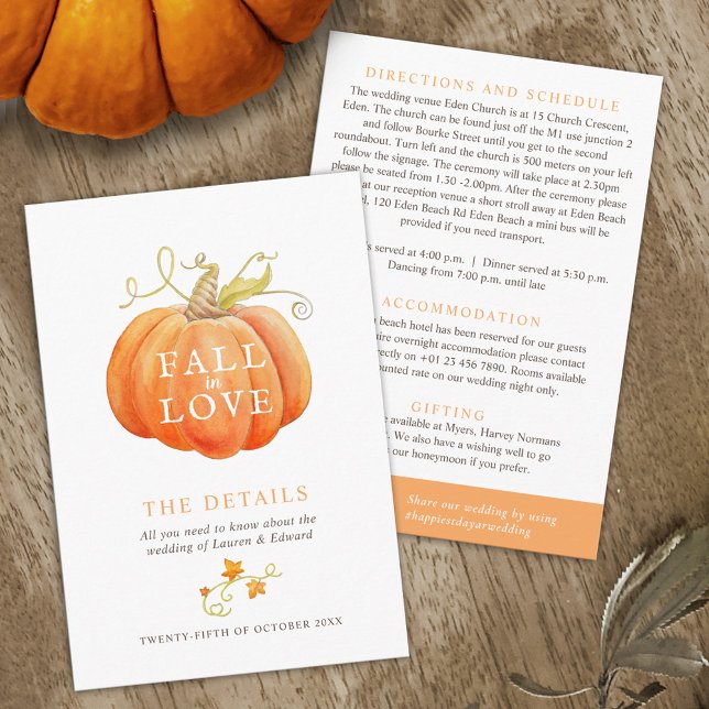 Uppgifter om fall i kärlek pumpkin bröllop för vat tilläggskort (Skapare uppladdad)