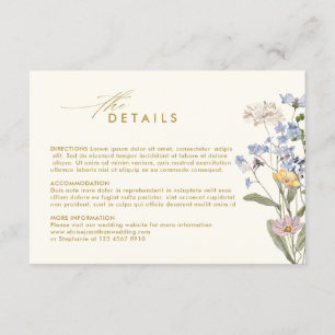 Uppgifter om färgad vildblomma Garden Guld Bröllop Tilläggskort