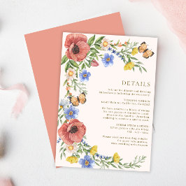 Uppgifter om färgade blommor Wildblomma vår bröllo Tilläggskort