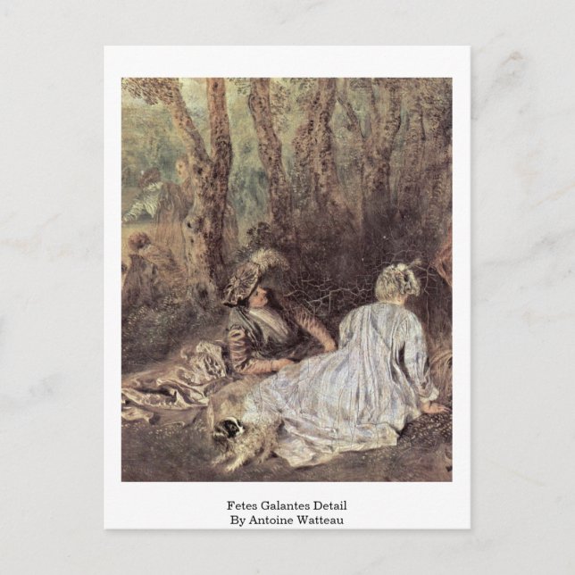 Uppgifter om Fetes Galantes per Antoine Watteau Vykort (Framsida)