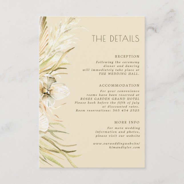 Uppgifter om gäst i Boho botanical bröllop Tilläggskort (Framsida)