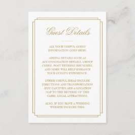 Uppgifter om gästen elegant i Guld Deco Bröllop Tilläggskort