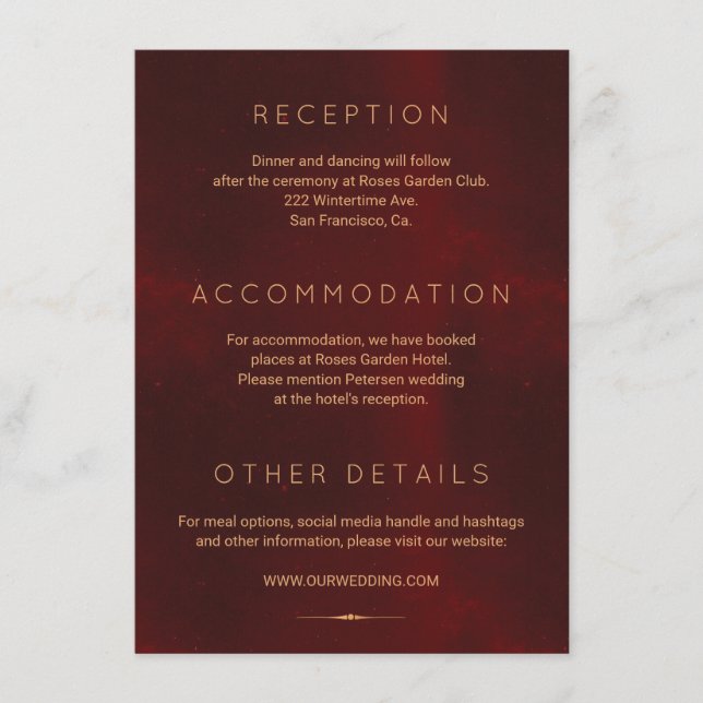 Uppgifter om gäster från guld bröllop i den forna  tilläggskort (Framsida)