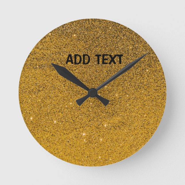 Uppgifter om golden glitter rund klocka (Framsida)