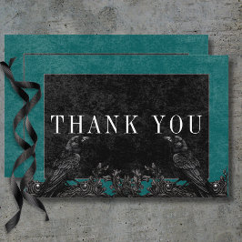 Uppgifter om Gothic Black Raven & Black Ro Teal Tack Kort